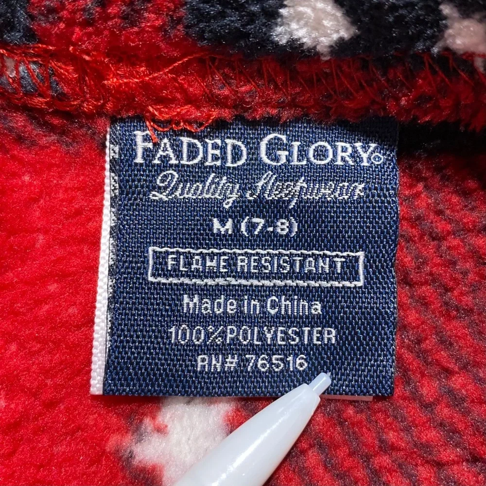 Faded Glory Girls Buffalo Plaid With Stars‎ Fleece Pajama Pants Size M 7-8